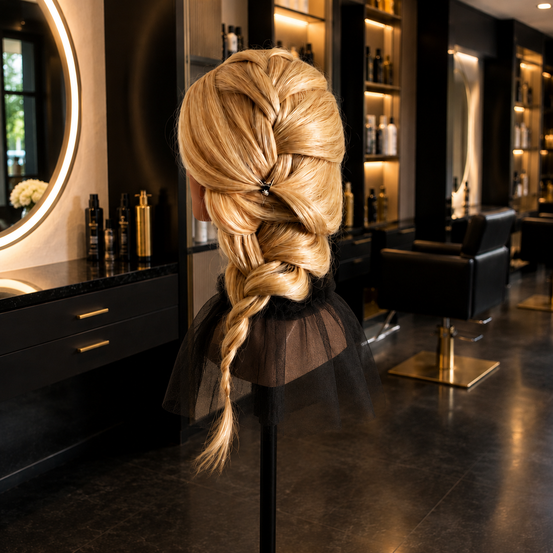Acconciatura glamour realizzata professionalmente, dalla progettazione dell'idea alla definizione dello styling.