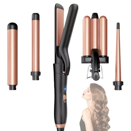 Ferro arricciacapelli e piastra utilizzati per creare diverse tipologie di onde sui capelli.